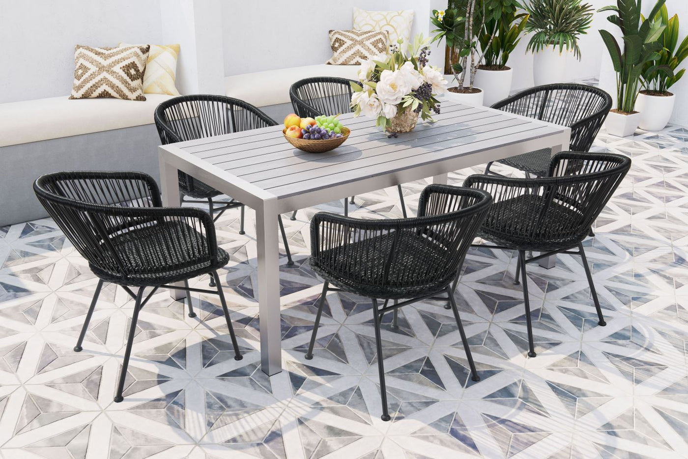 Wellwyn Outdoor Dining Arm Chair - Black - Set of 2