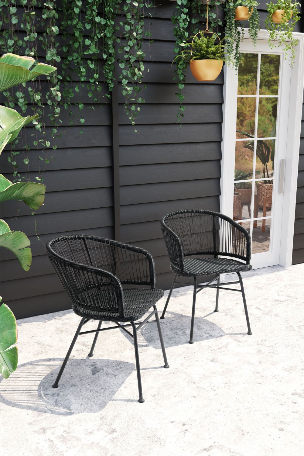 Wellwyn Outdoor Dining Arm Chair - Black - Set of 2