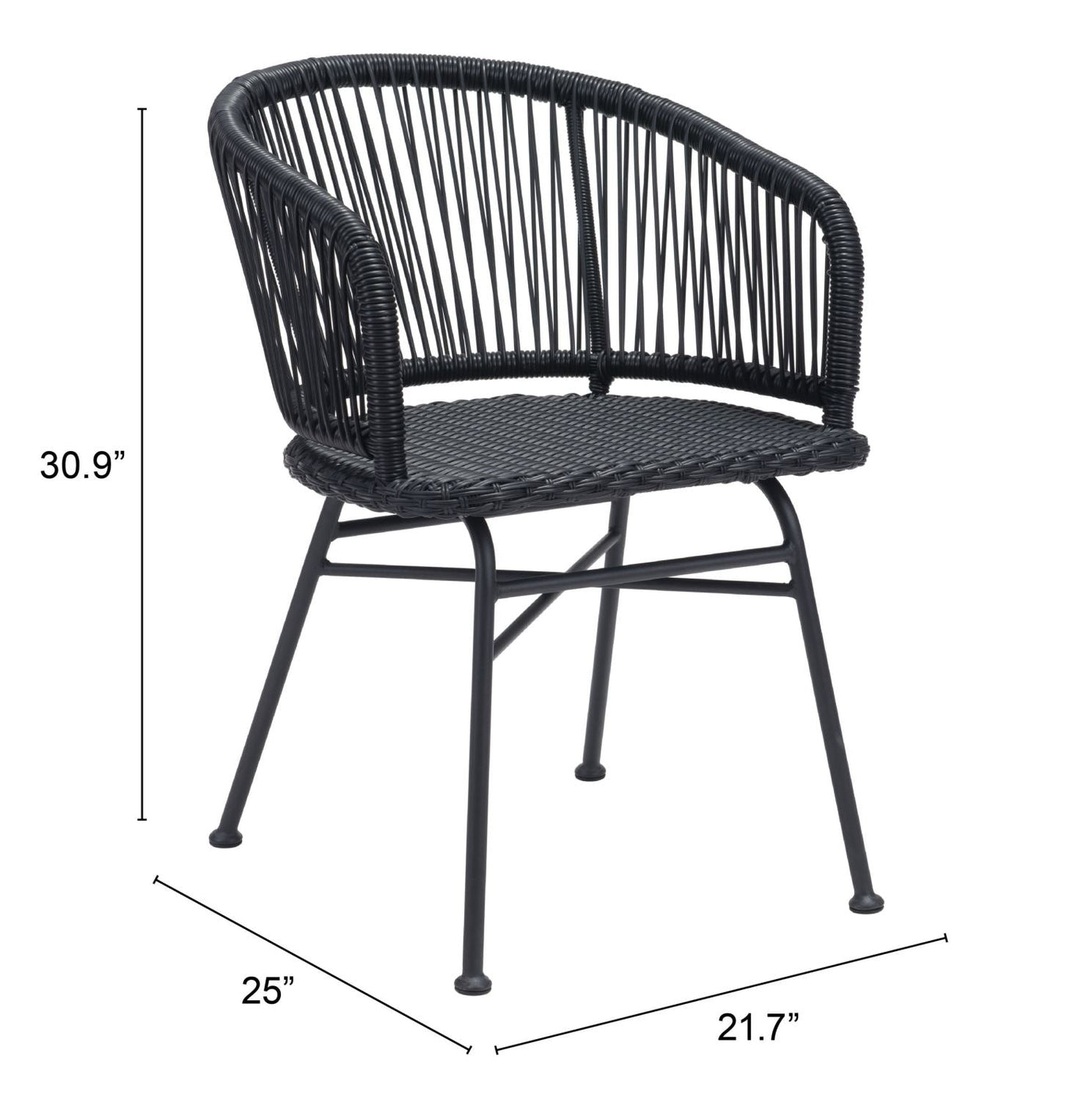 Wellwyn Outdoor Dining Arm Chair - Black - Set of 2
