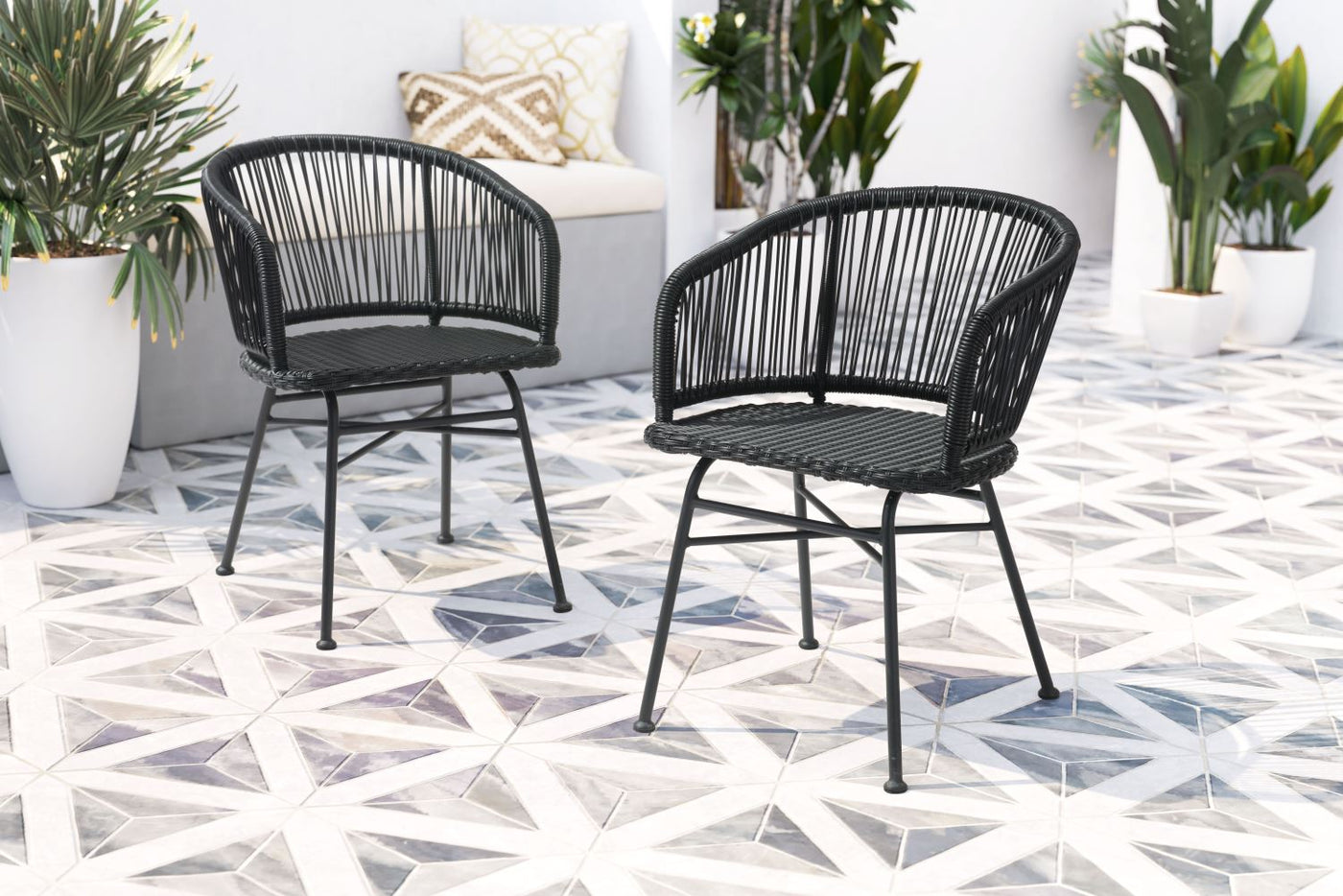 Wellwyn Outdoor Dining Arm Chair - Black - Set of 2