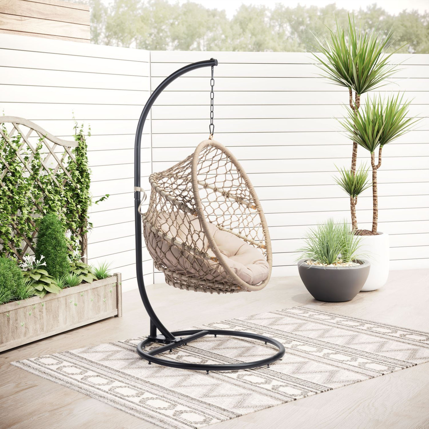 Kemnay Outdoor Hanging Chair - Natural/Black