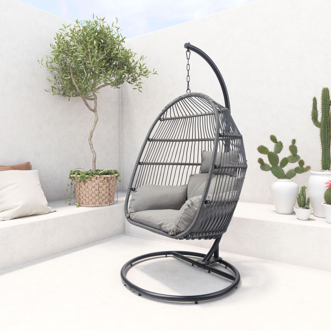 Belbutte Outdoor Hanging Chair - Grey/Black