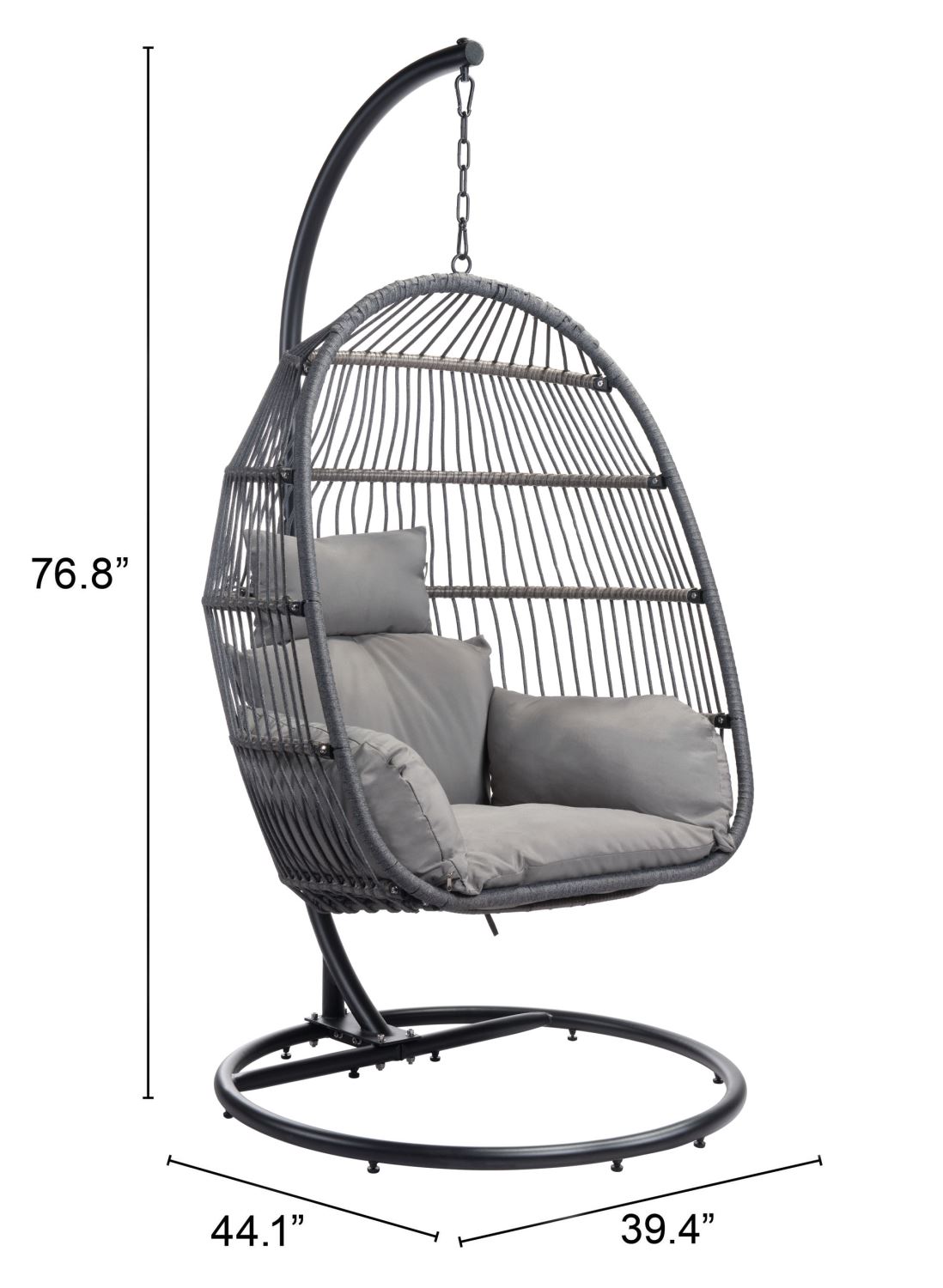 Belbutte Outdoor Hanging Chair - Grey/Black