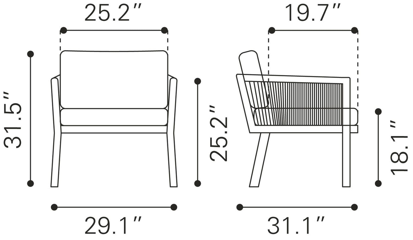 Nokomis Outdoor Accent Chair - Set of 2 - Beige/Natural