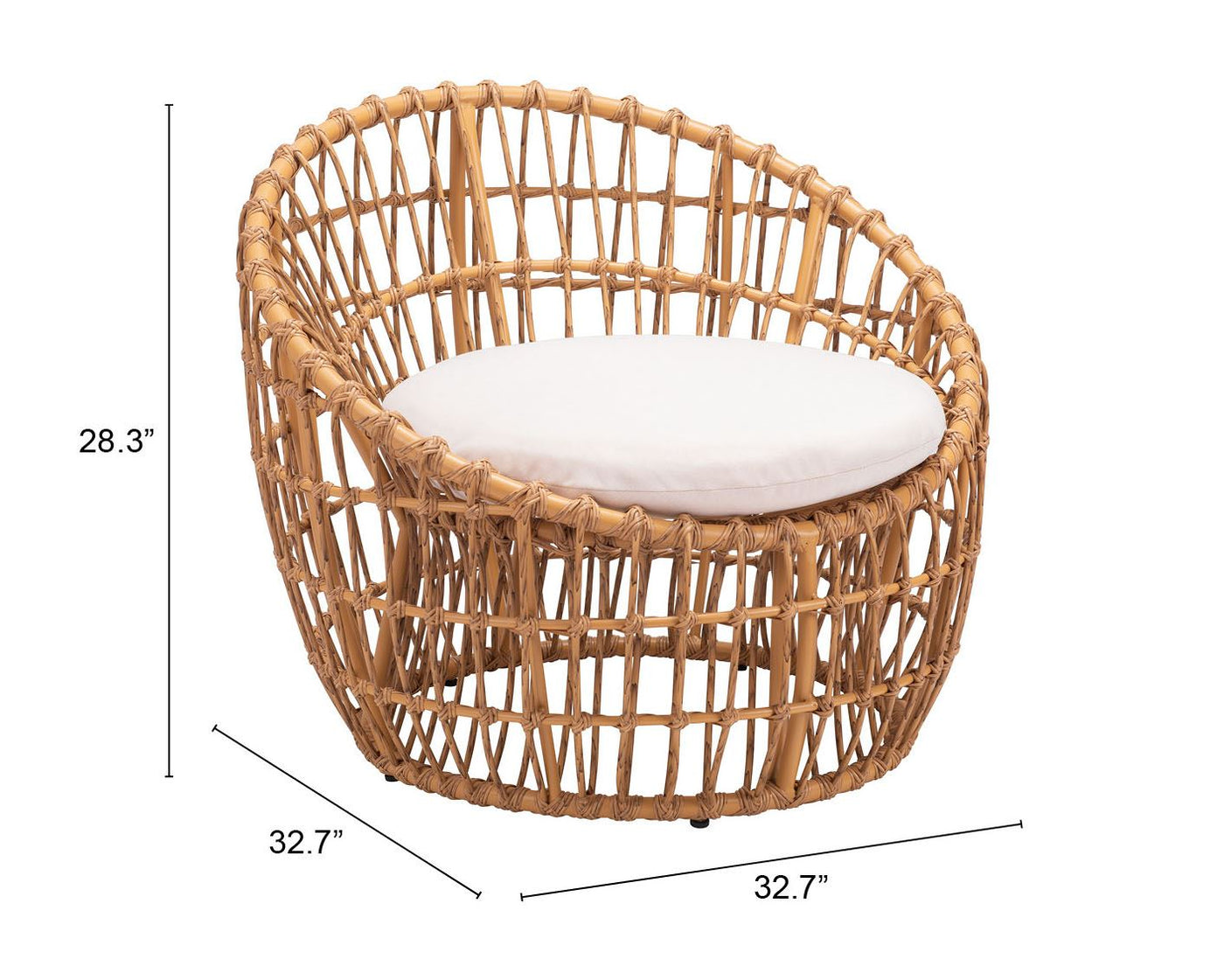 Zoria Outdoor Papasan Chair - Beige/Natural