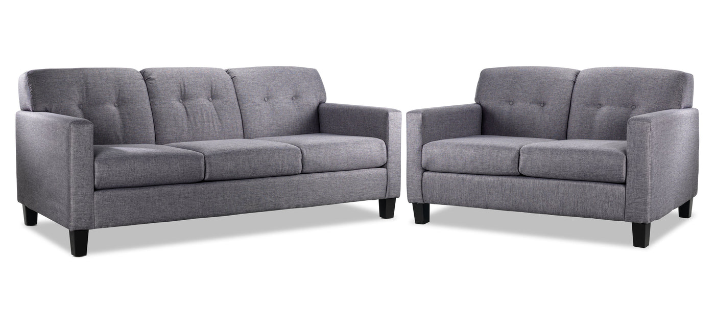 Merlin Sofa and Loveseat Set - Grey