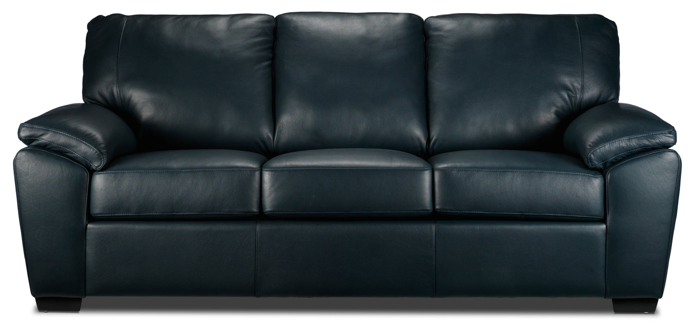Gaetano Leather Sofa and Loveseat - Havana Atlantic Blue