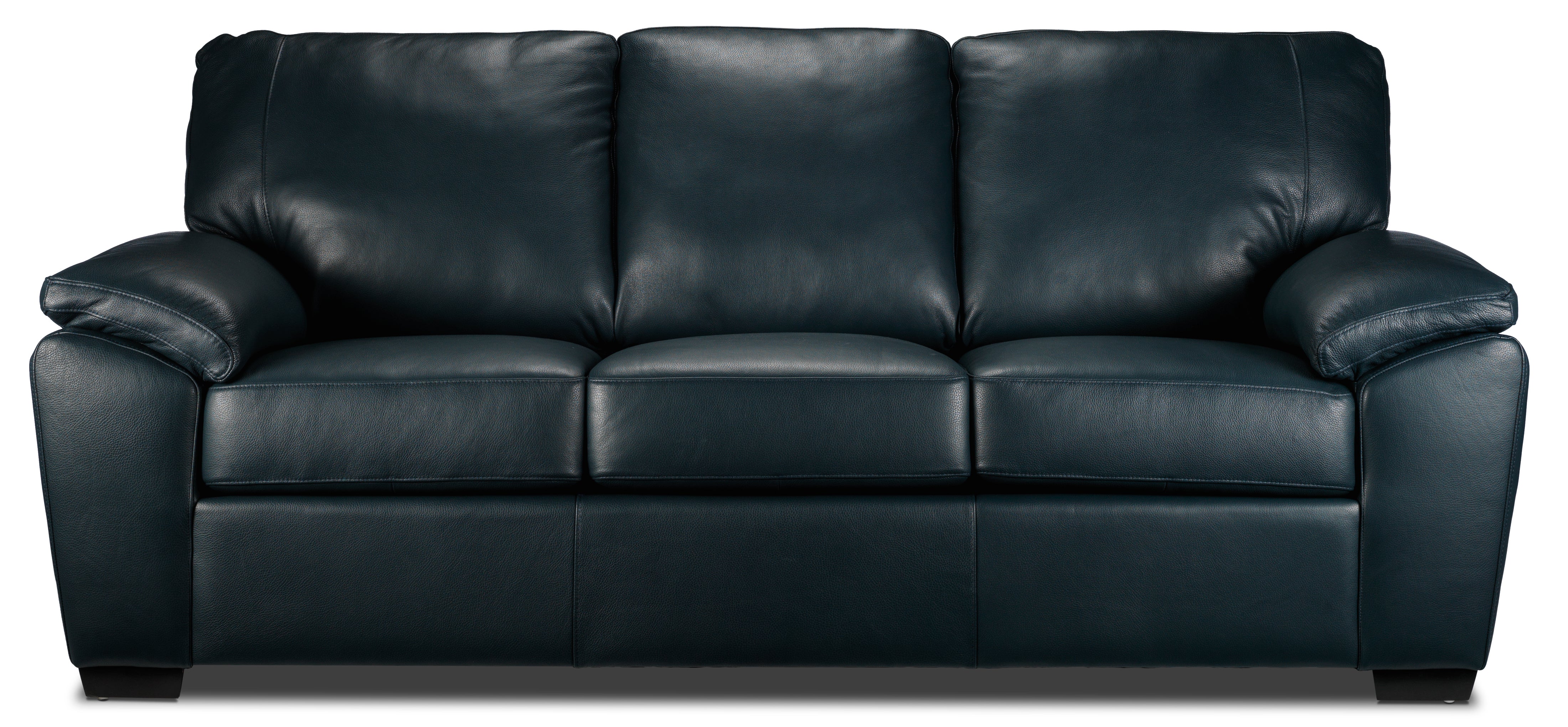 Gaetano Leather Sofa, Loveseat and Chair - Havana Atlantic Blue