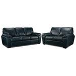 Gaetano Leather Sofa and Loveseat - Havana Atlantic Blue