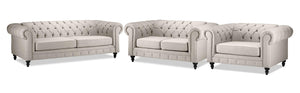 Derbyshire Sofa, Loveseat and Chair and a Half Set - Wheat