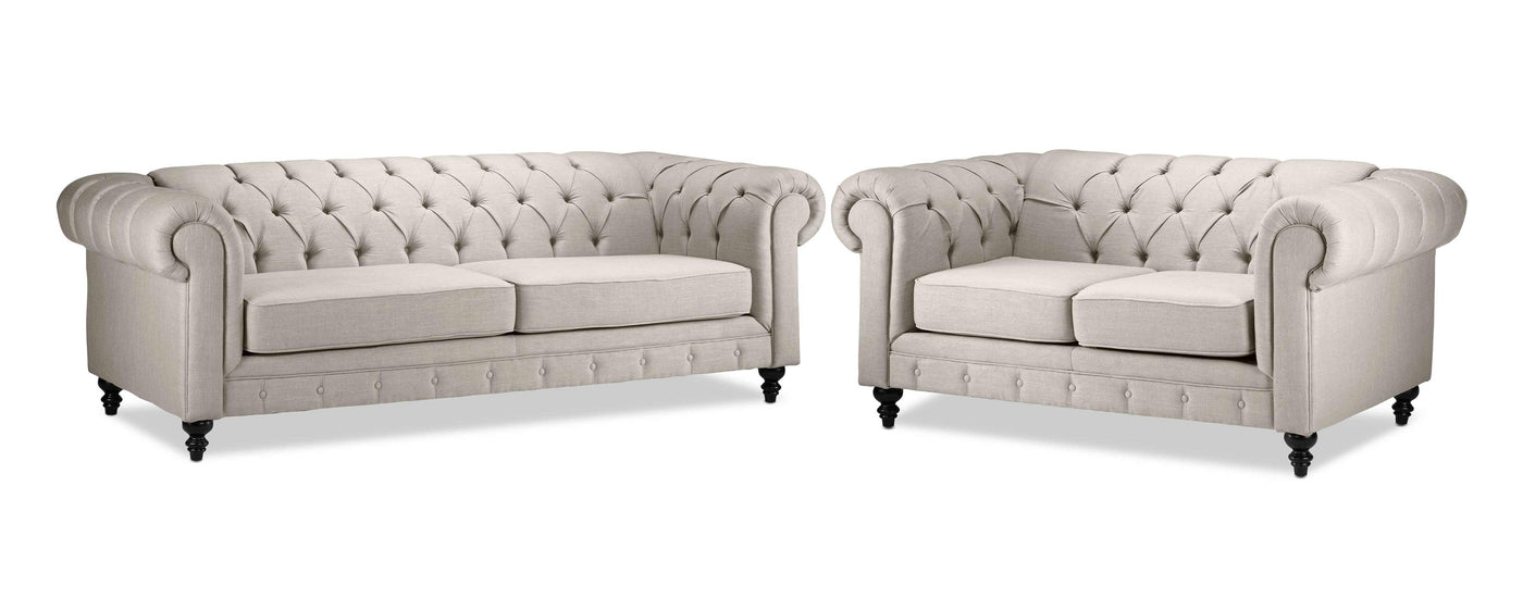 Derbyshire Sofa and Loveseat Set - Wheat