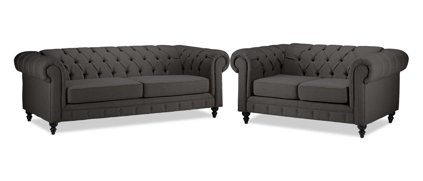 Derbyshire Sofa and Loveseat Set - Dark Grey