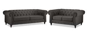 Derbyshire Sofa and Loveseat Set - Dark Grey