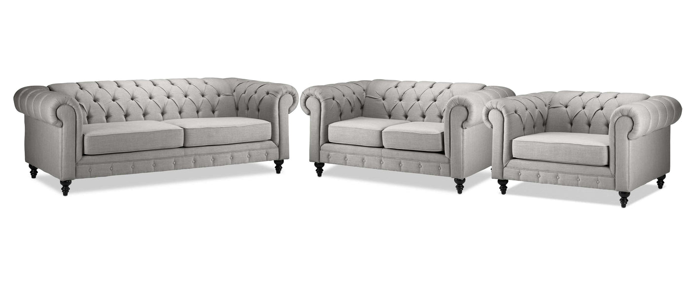 Derbyshire Sofa, Loveseat and Chair and a Half Set - Grey
