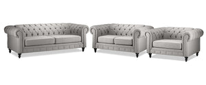 Derbyshire Sofa, Loveseat and Chair and a Half Set - Grey