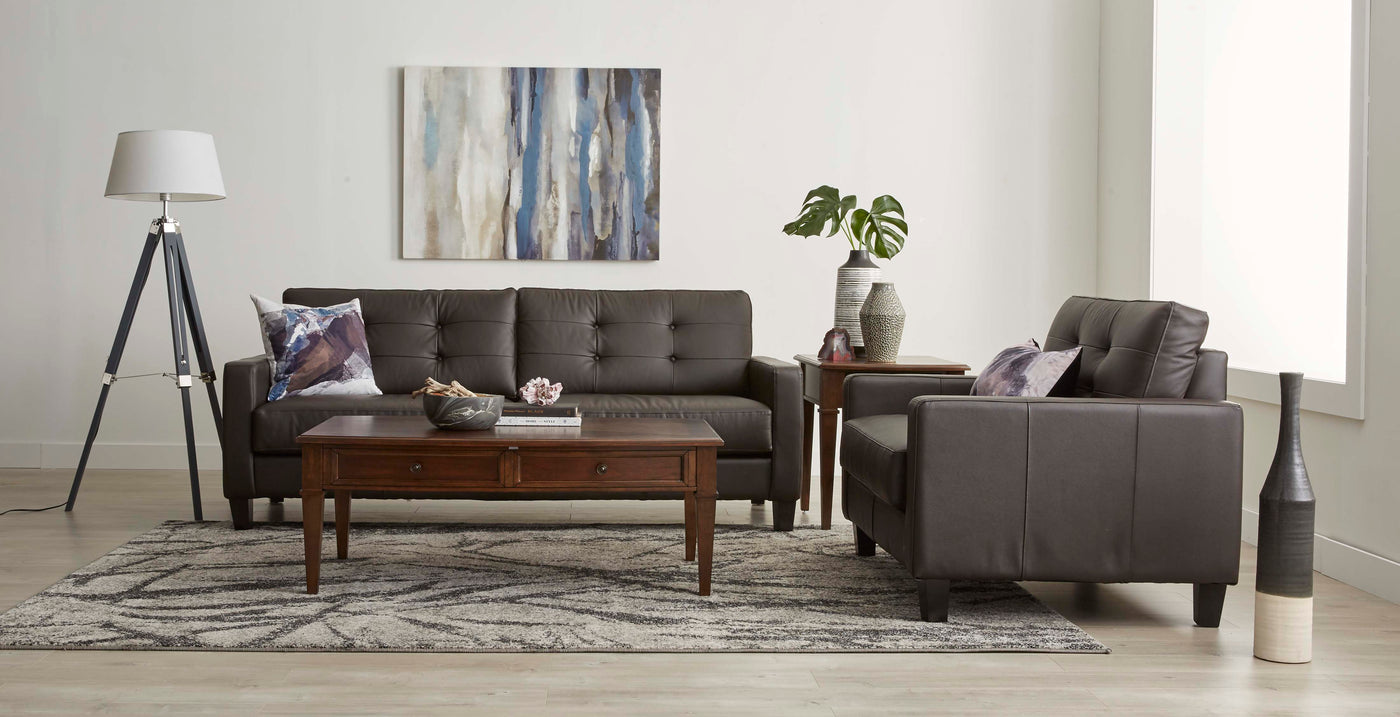 Kylie Leather Sofa - Coffee