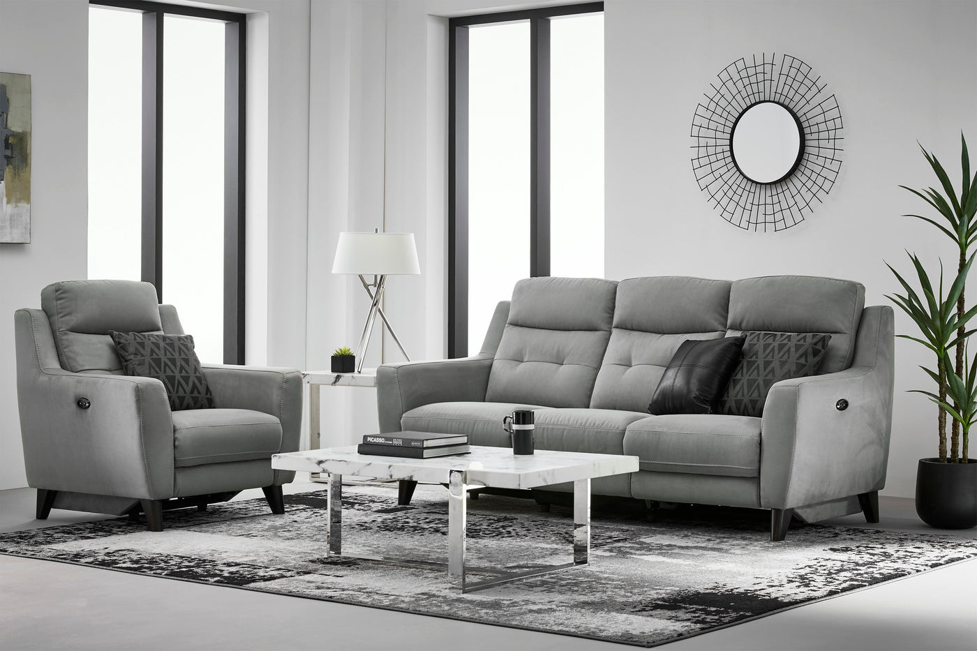Lucas Power Reclining Sofa - Silver Grey