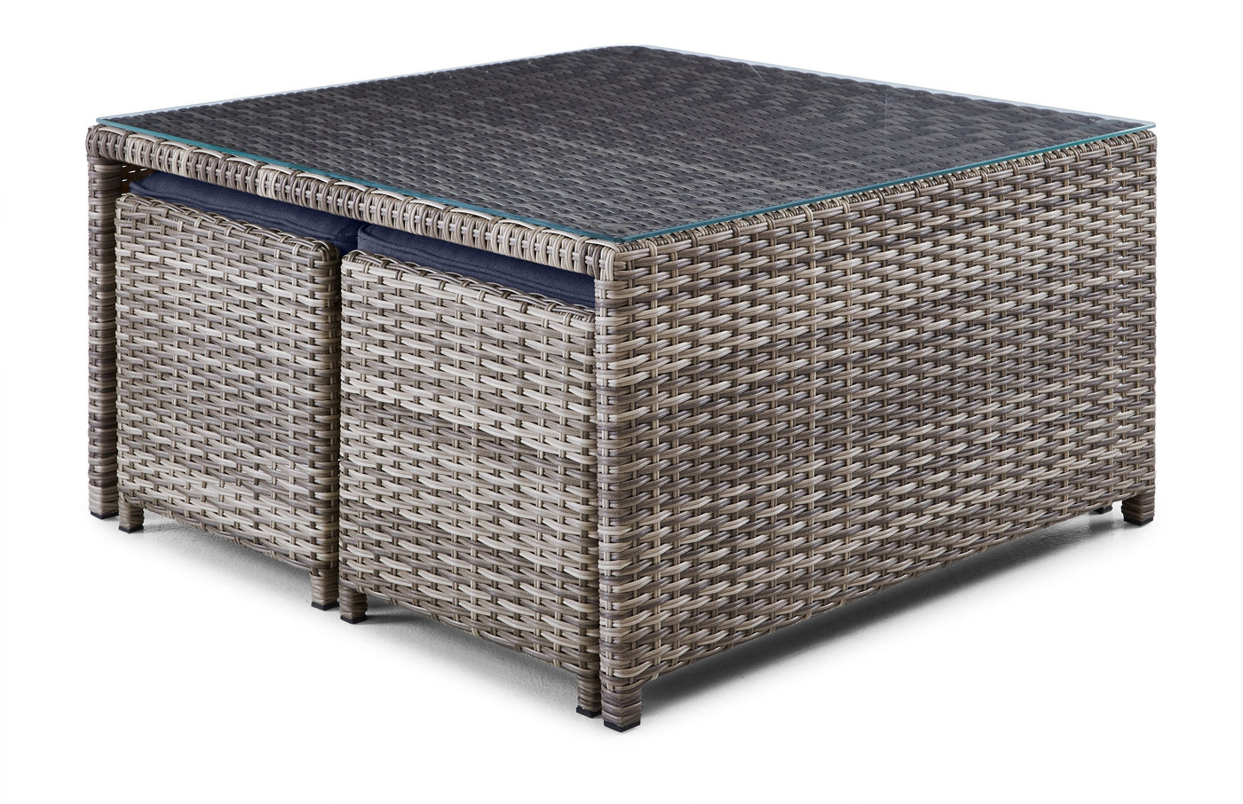 Melville Two- Outdoor Coffee Table with 2 Ottoman- Navy