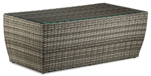 Melville One Table de centre de jardin avec dessus en verre trempé – gris