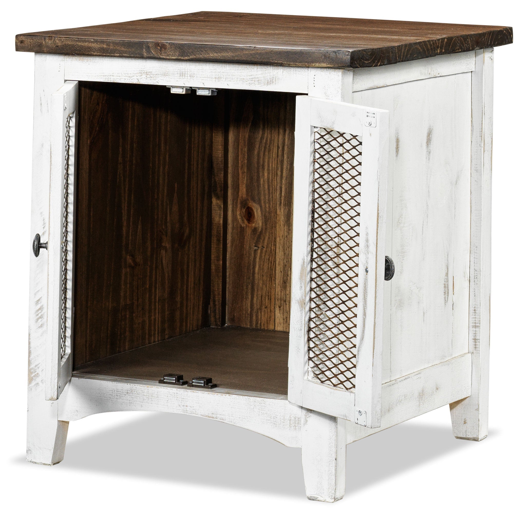 Pueblo End Table - Weathered White