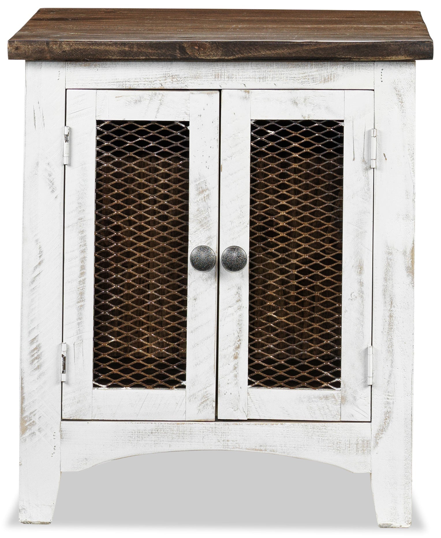 Pueblo End Table - Weathered White