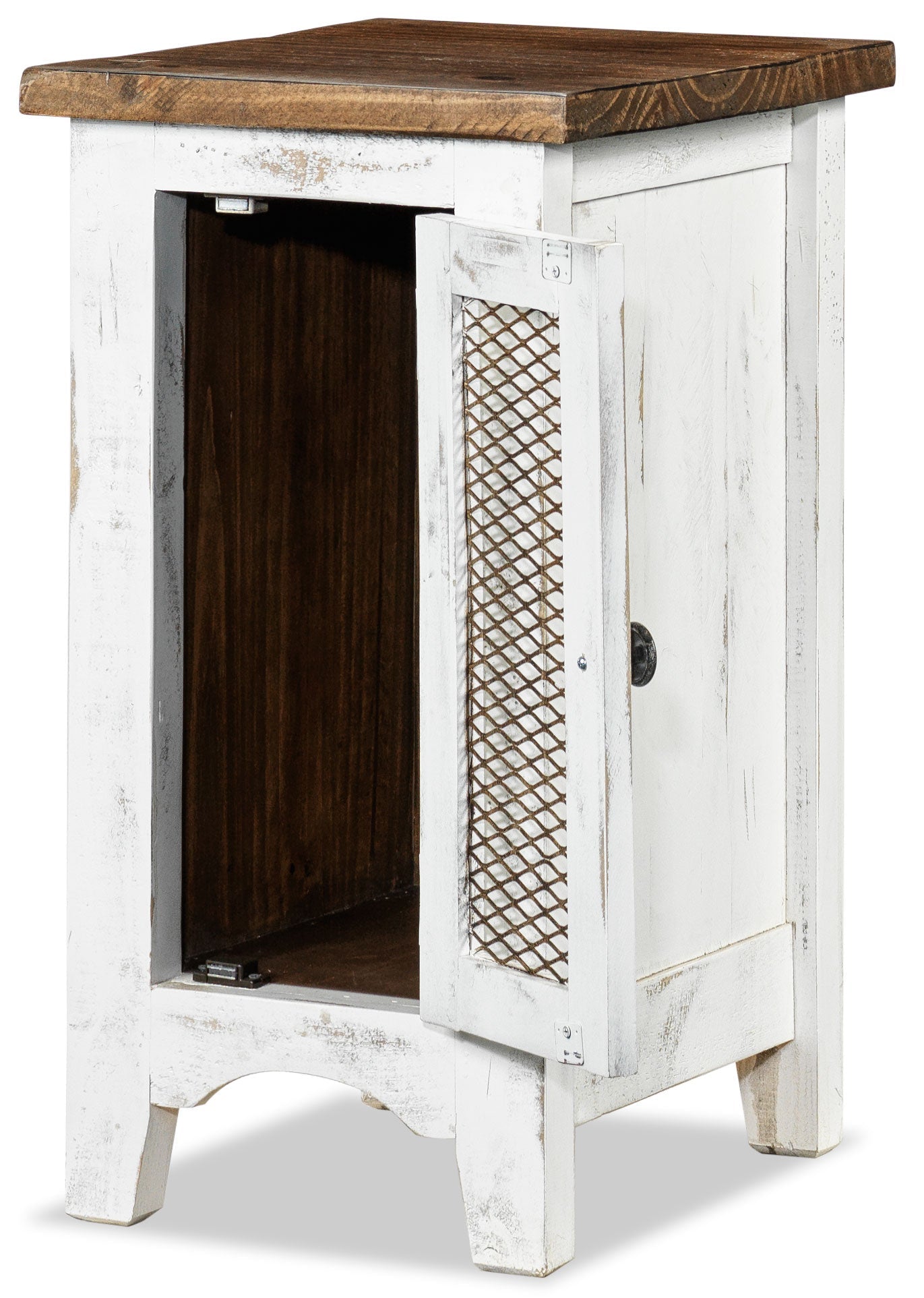 Pueblo Chairside Table - Weathered White