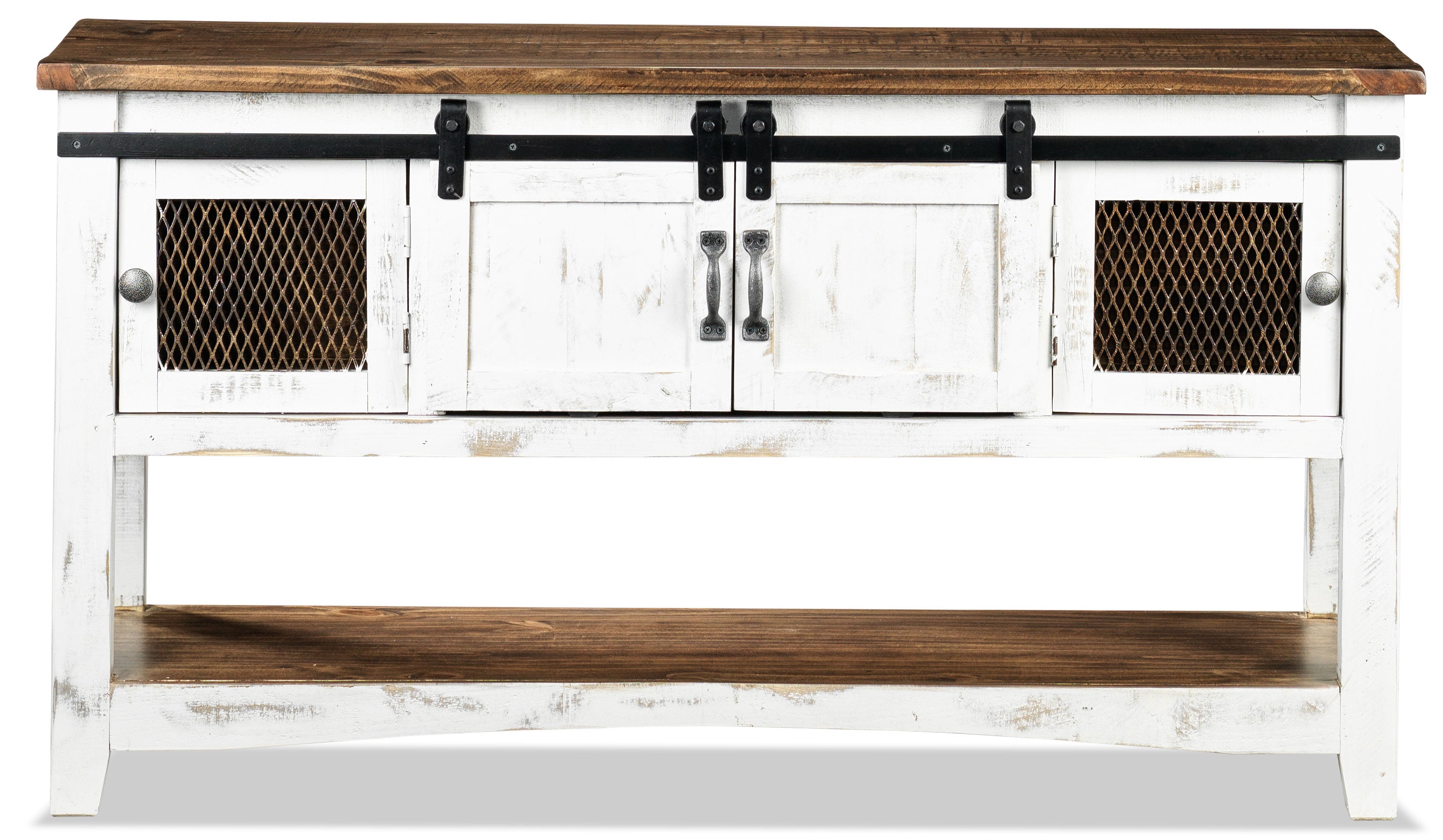 Pueblo Sofa Table - Weathered White