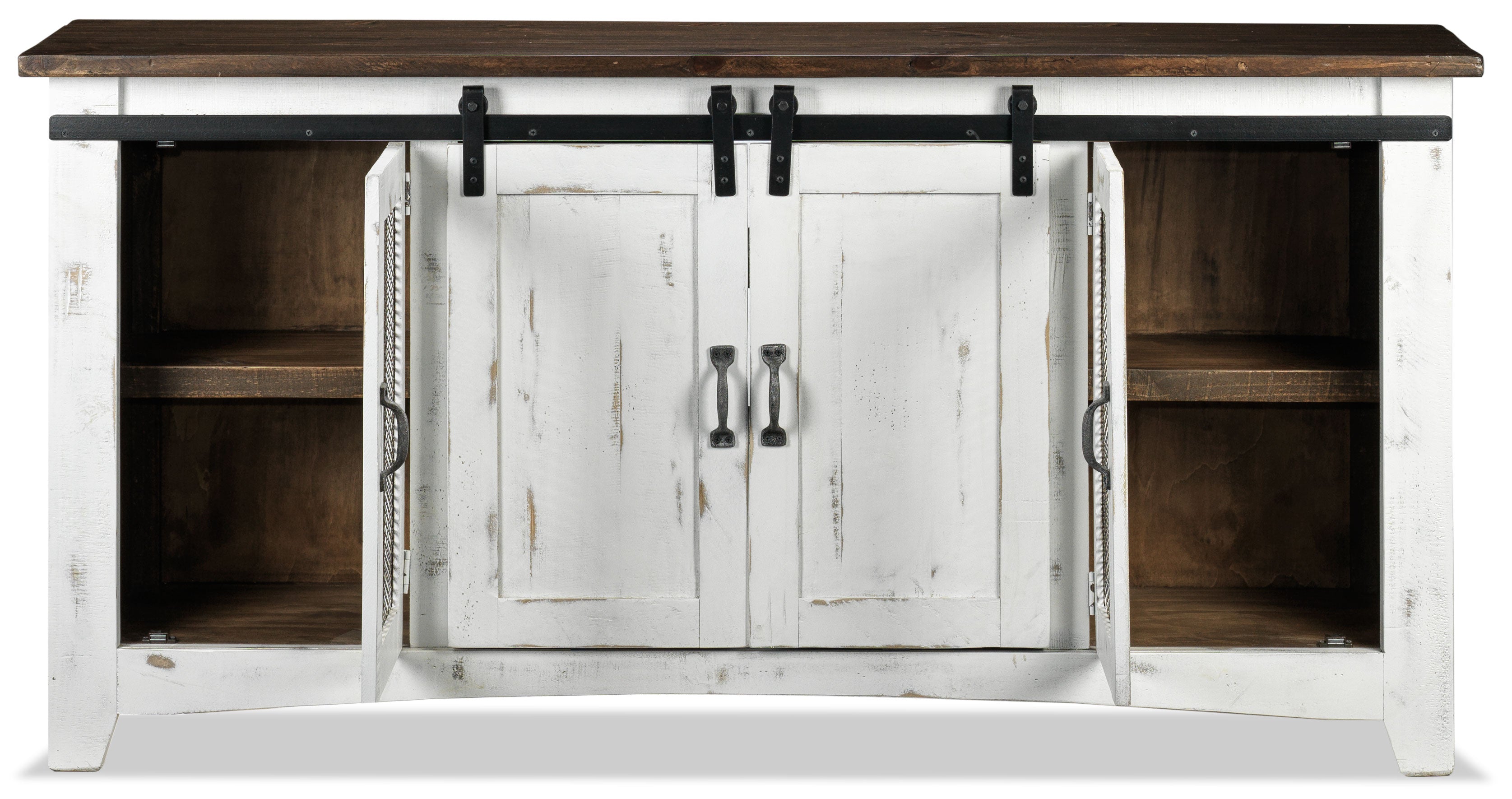 Pueblo 67" TV Stand - Weathered White