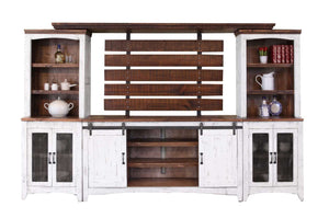 Pueblo 4-Piece Entertainment Wall Unit - Weathered White