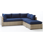 Caribe 2-Piece Outdoor Sectional and Ottoman - Navy