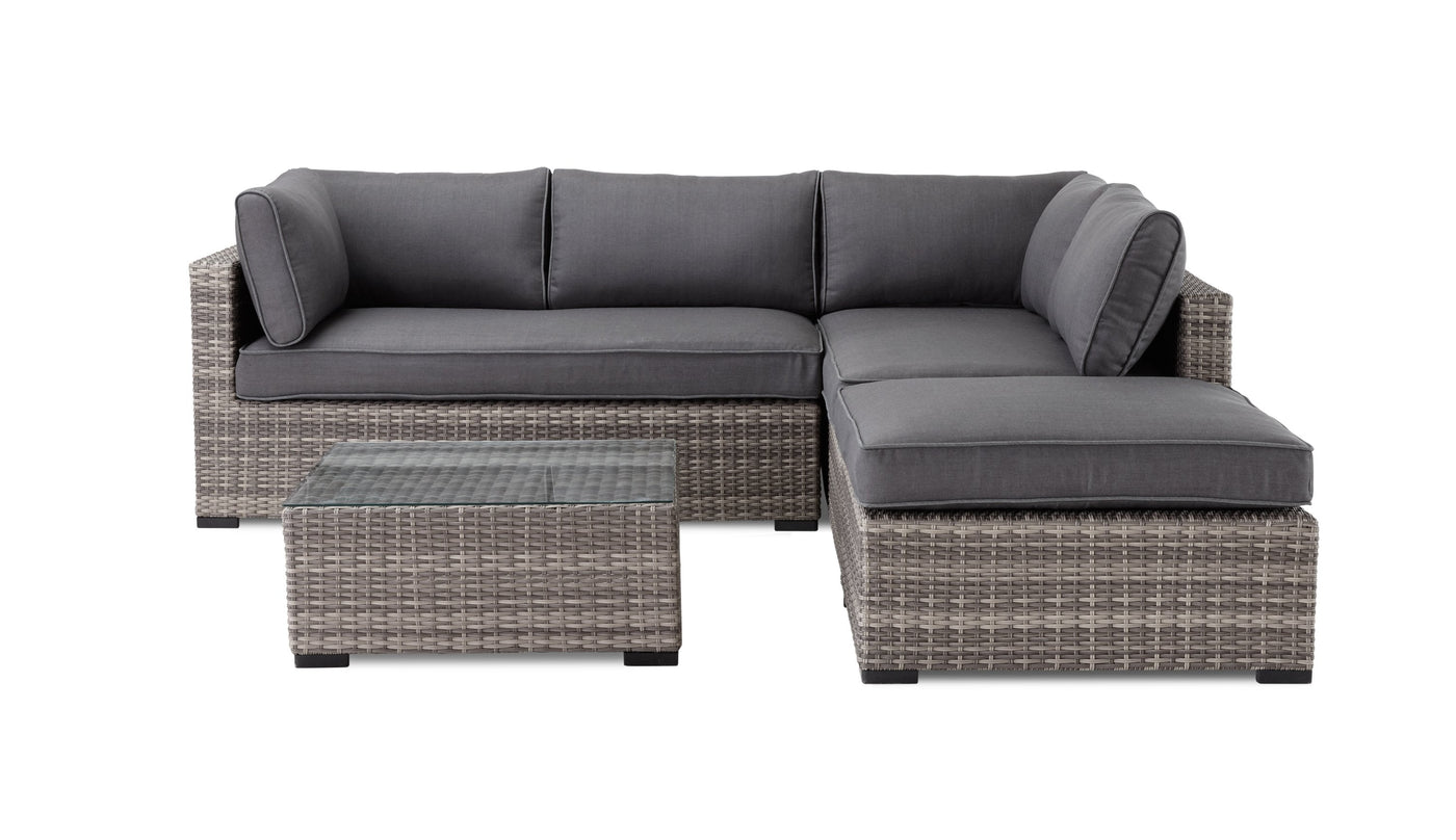 Caribe 2-Piece Outdoor Sectional and Ottoman - Grey