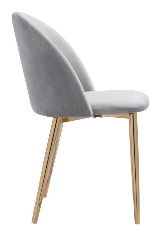 Nezh Elegant Dining Chair - Grey/Gold - Set of 2