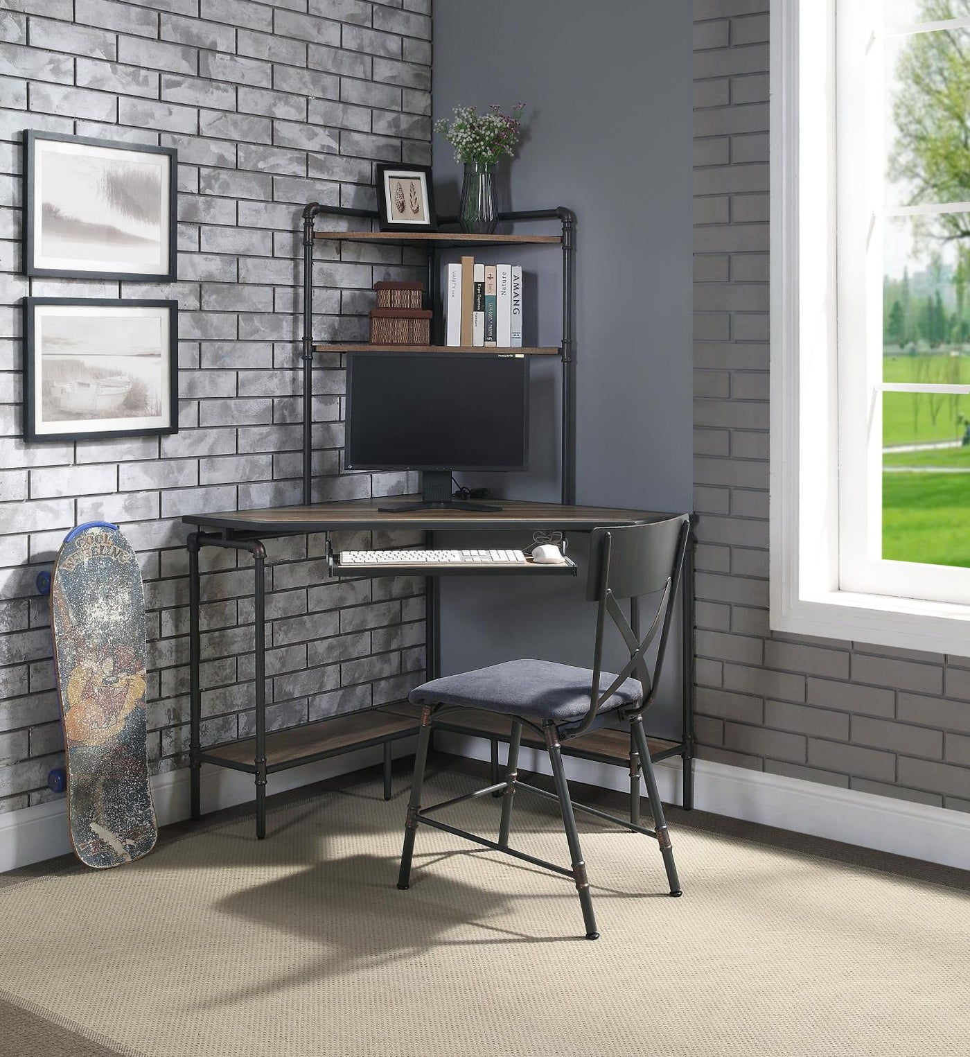 Me Corner Office Desk - Gunmetal