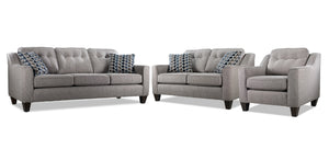 Rockford Sofa, Loveseat and Chair Set - Grey