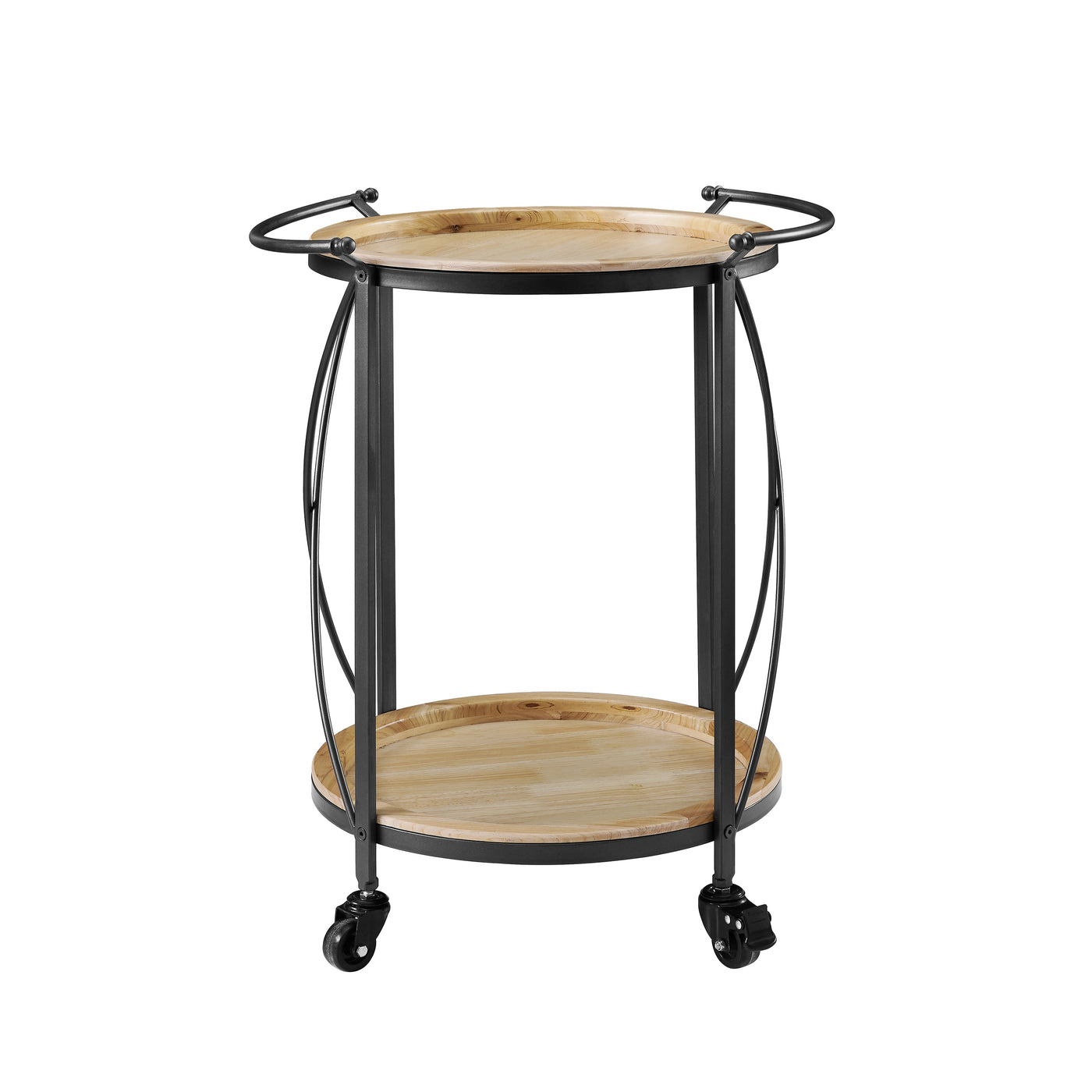 Ollie Round Bar Cart - Brown