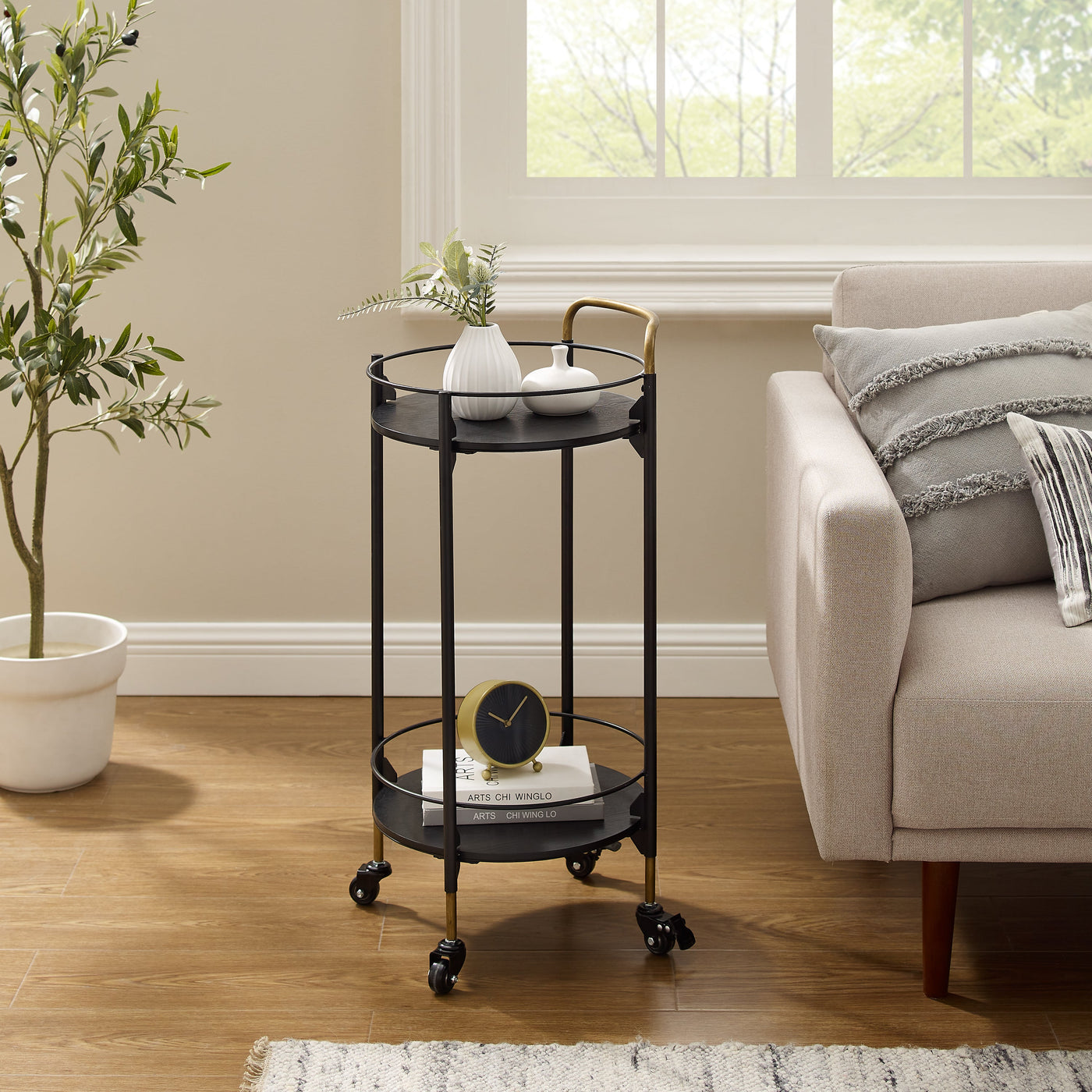 Emmie Round Bar Cart - Black