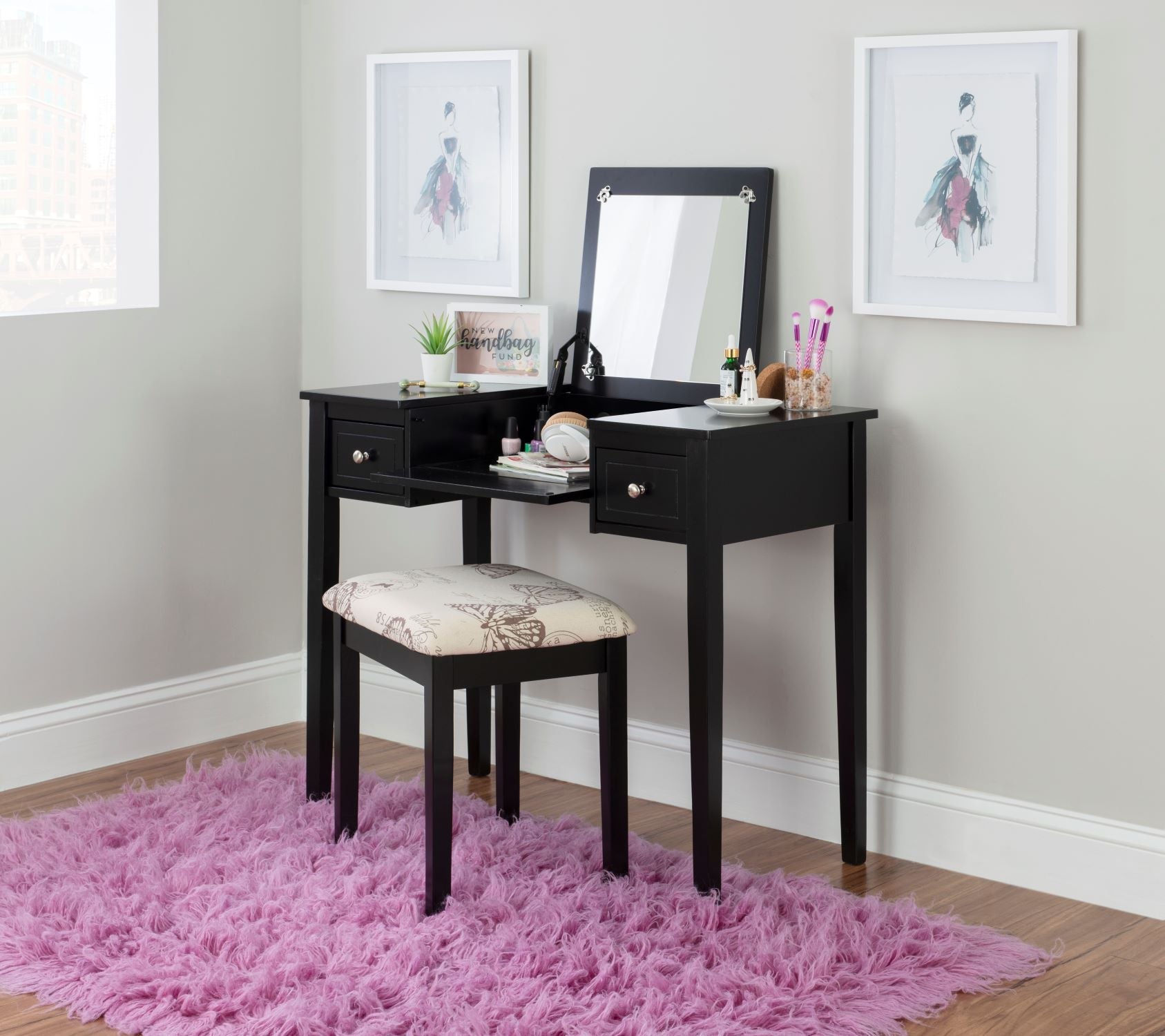 Virginia 2-Piece Vanity Set - Black