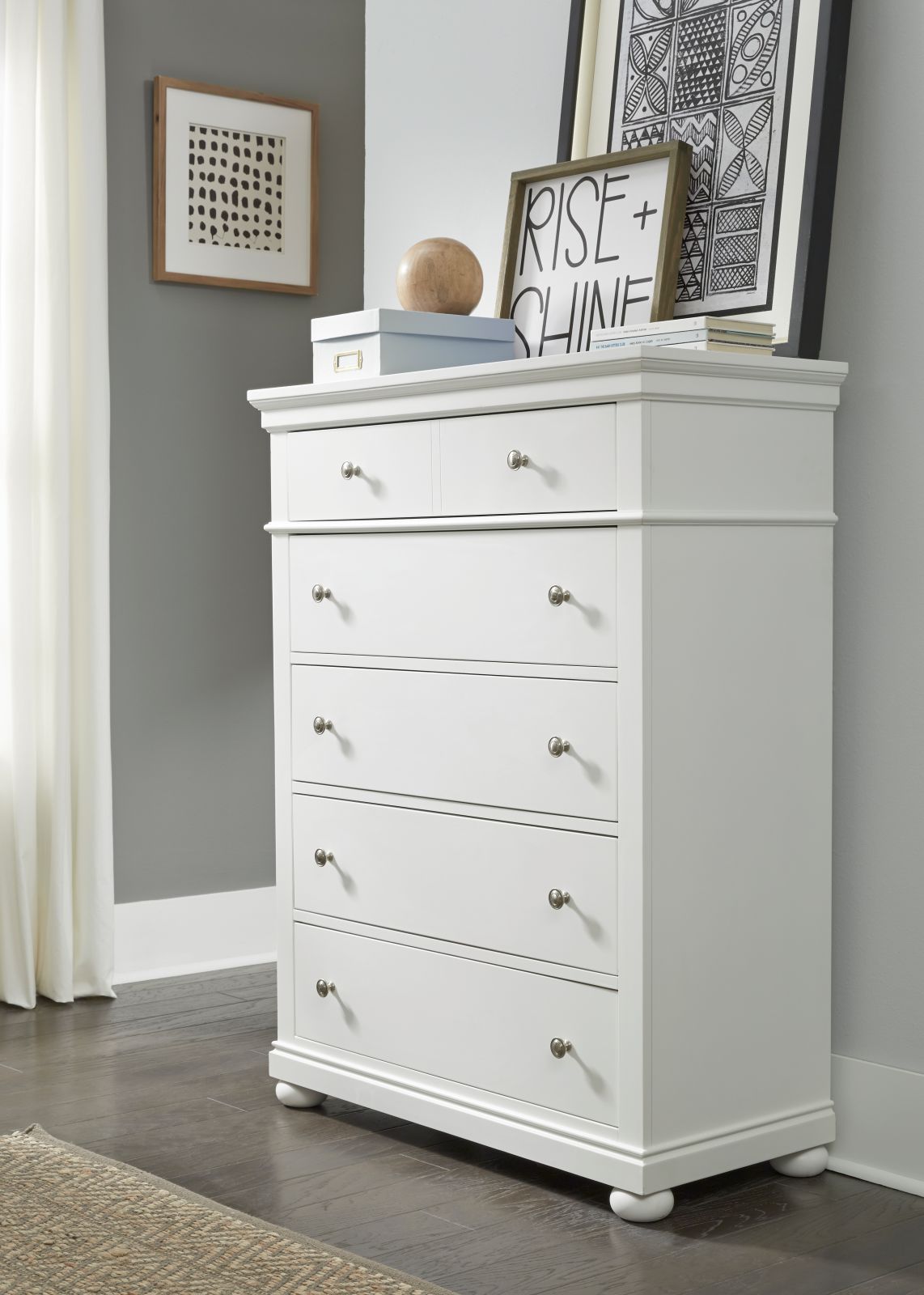 Canterbury 5 Drawer Chest - Natural White