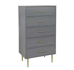 Valerie Glam 5 Drawer Chest - Dark Grey