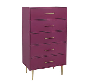 Valerie Glam 5 Drawer Chest - Raspberry