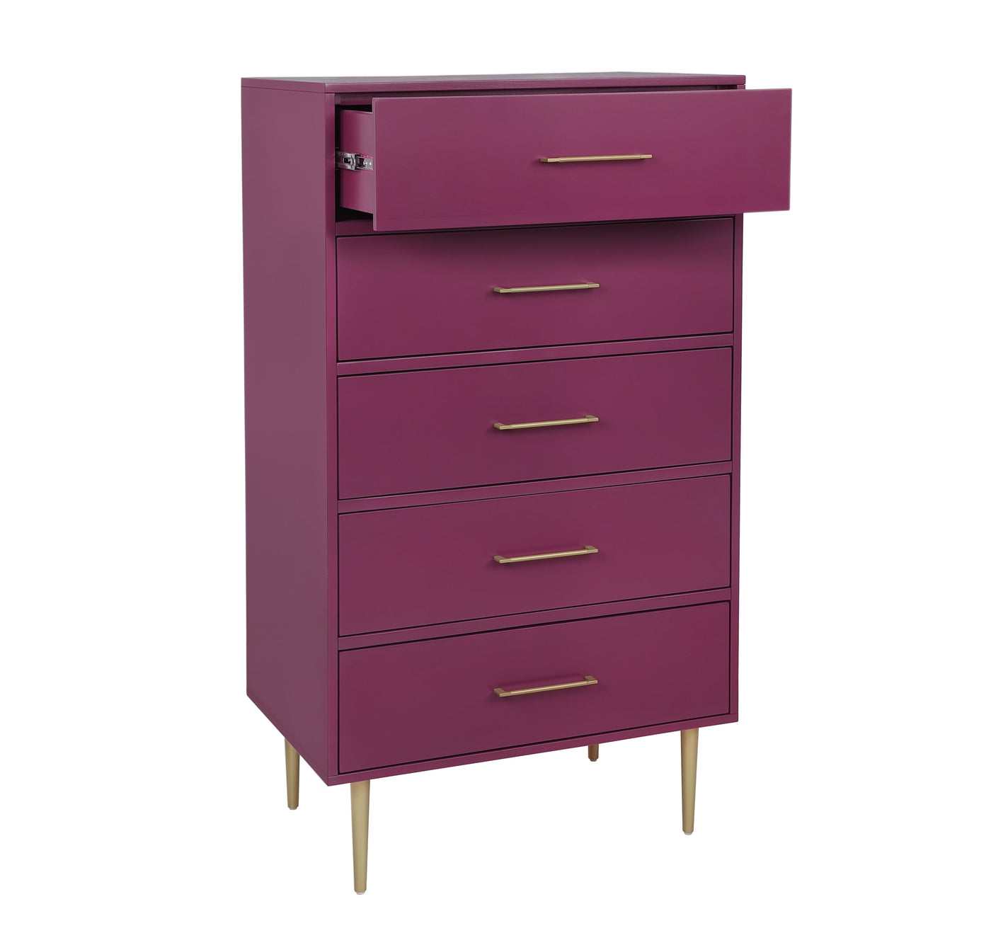 Valerie Glam 5 Drawer Chest - Raspberry
