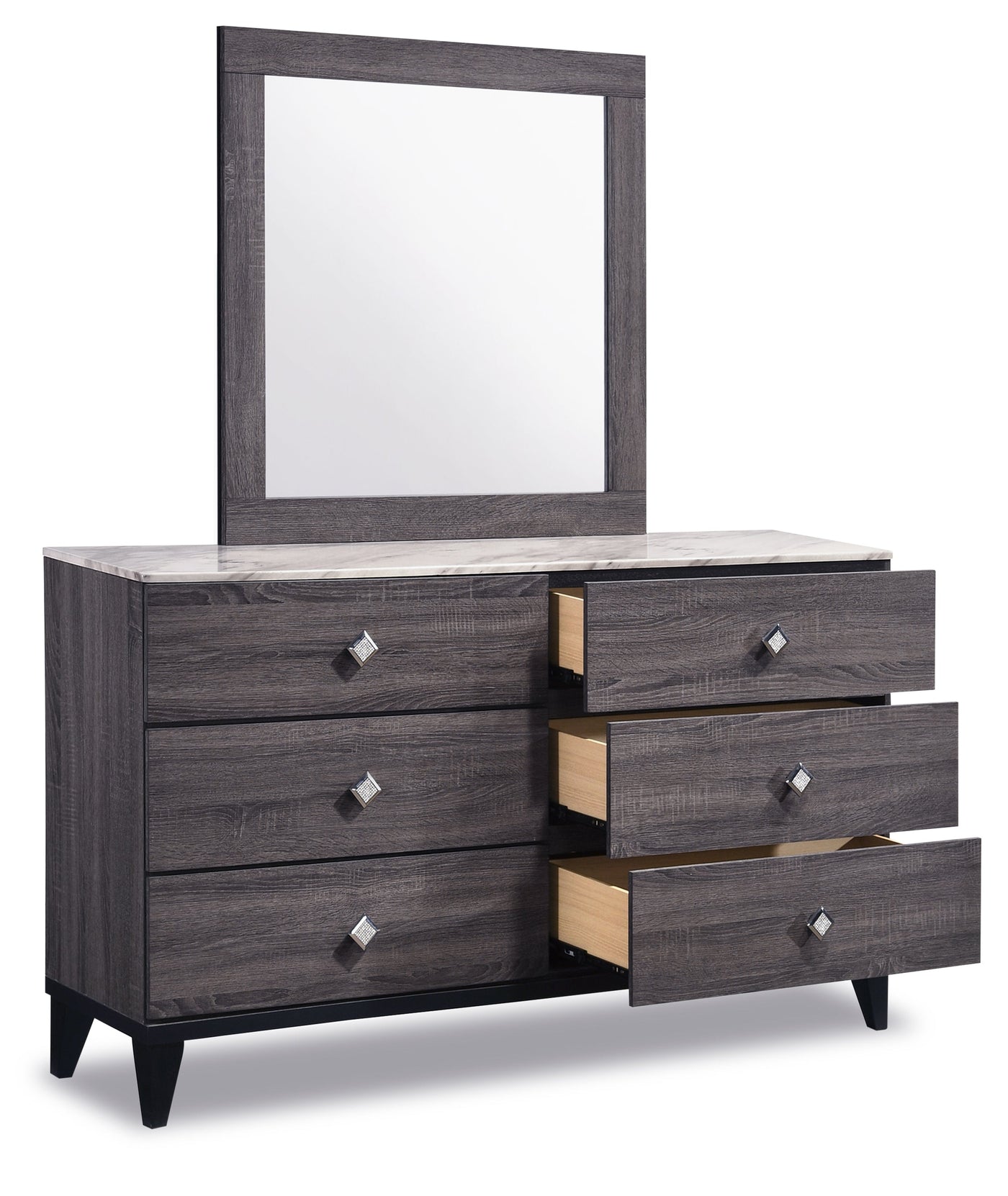 Amber 6-Piece Queen Bedroom Package - Grey, Black