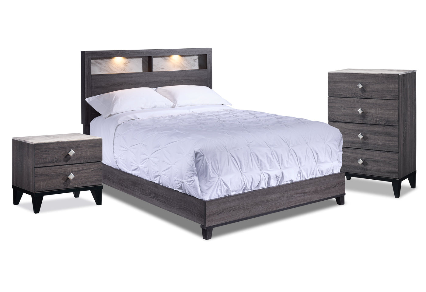 Amber 5-Piece Queen Bedroom Package - Grey, Black