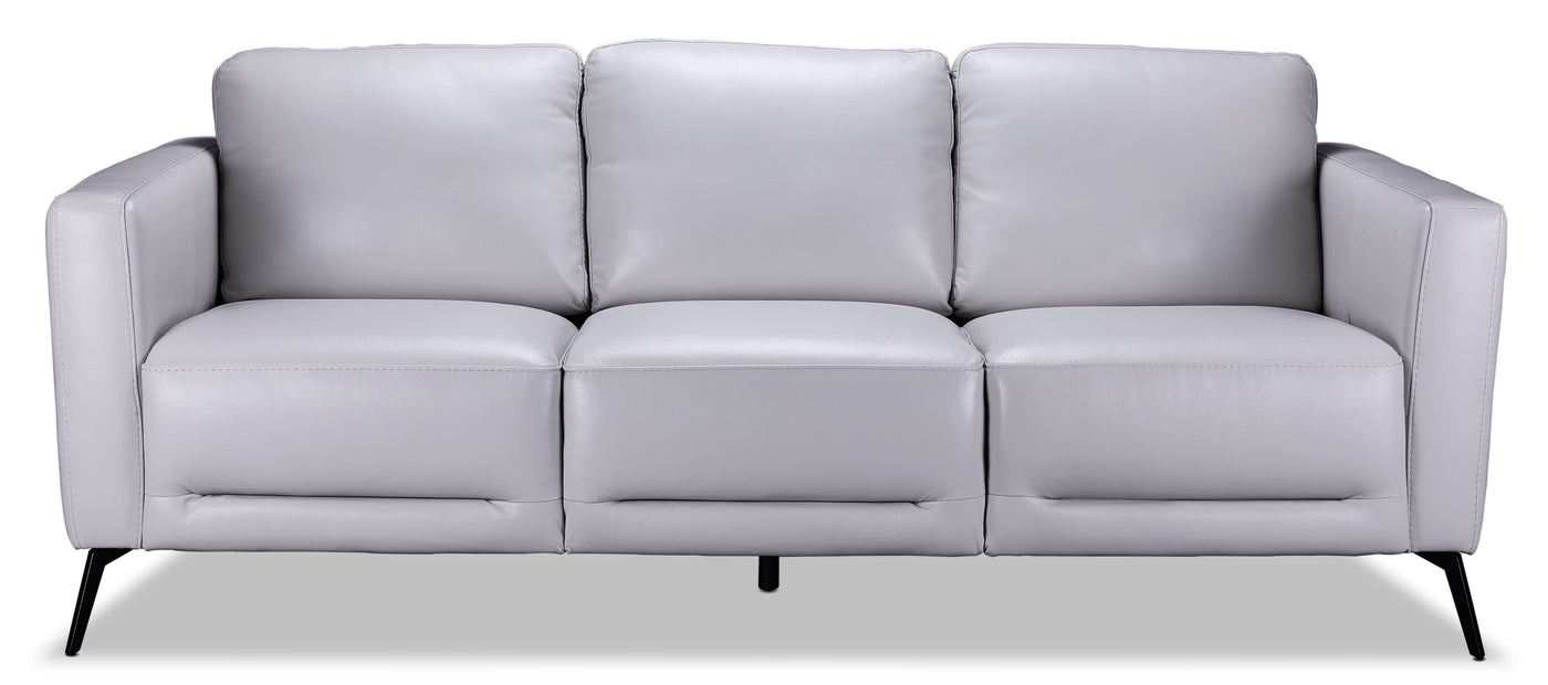 Aston Leather Sofa - Light Grey
