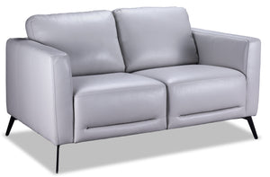 Aston Leather Loveseat - Light Grey