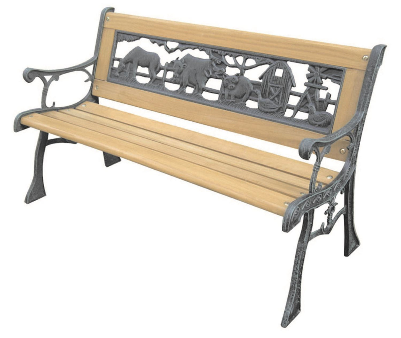 Minglehaze Outdoor Bench - Natural Brown/Verdi Gris