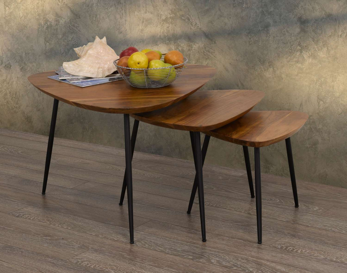 Brea Nesting Tables (Set of 3) - Oak and Black