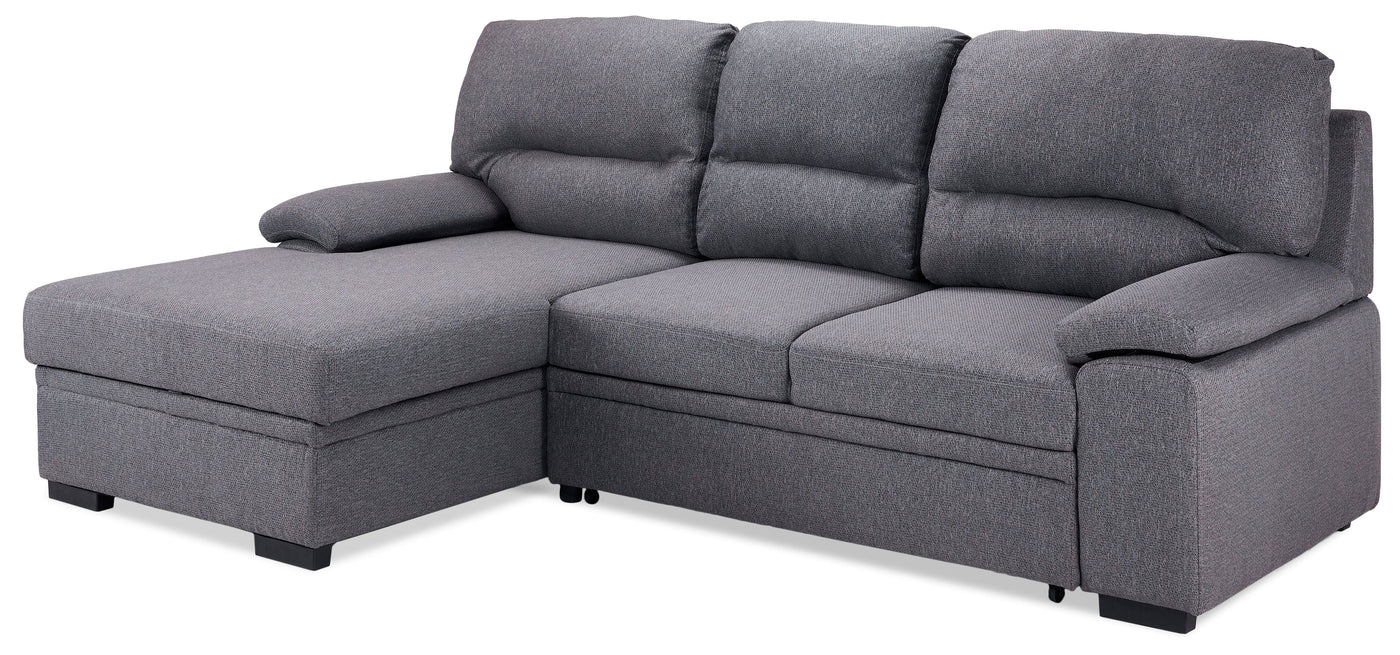 Camille Pop-Up Sofa Bed with Left-Facing Chaise- Grey, Charcoal