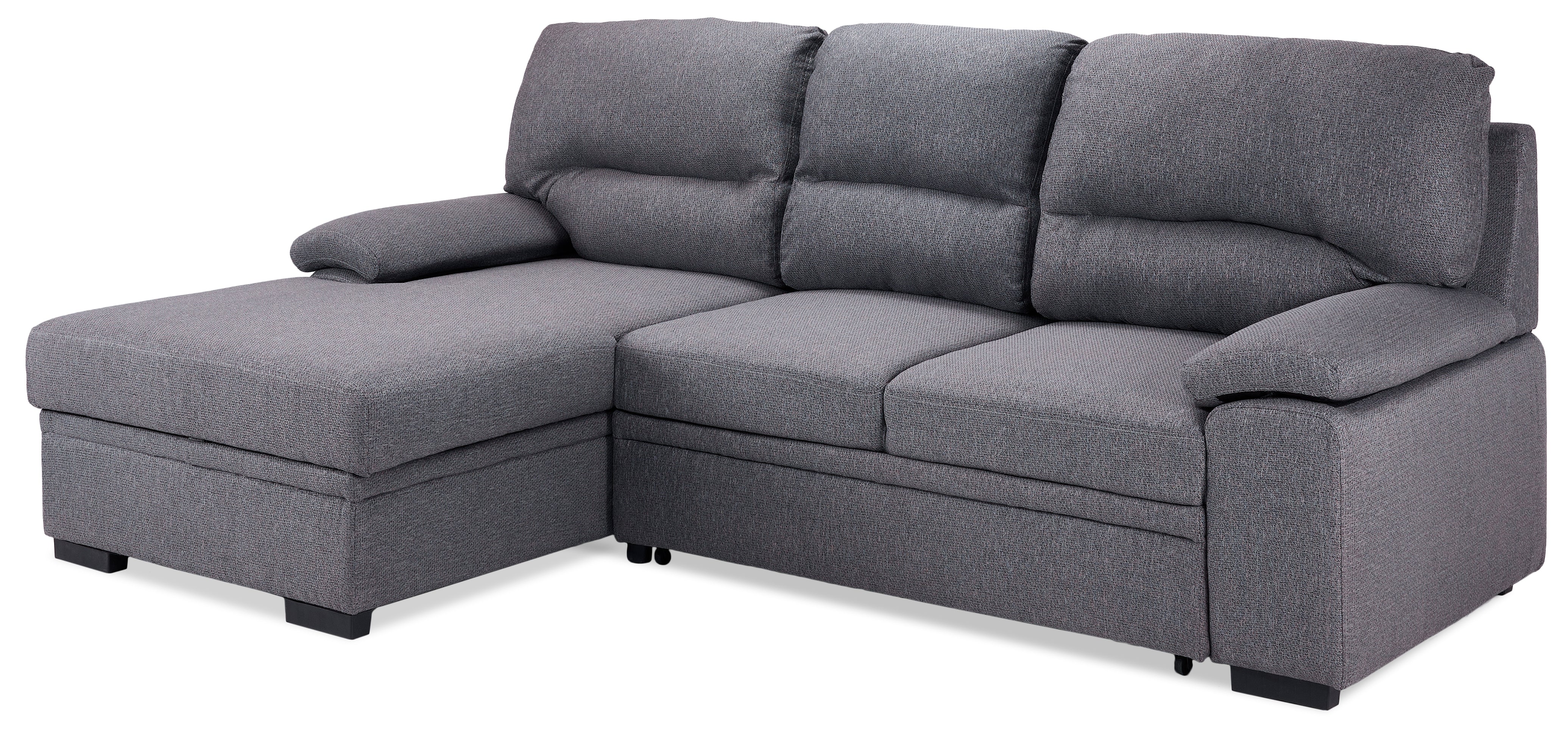 Camille Pop-Up Sofa Bed with Left-Facing Chaise- Grey, Charcoal