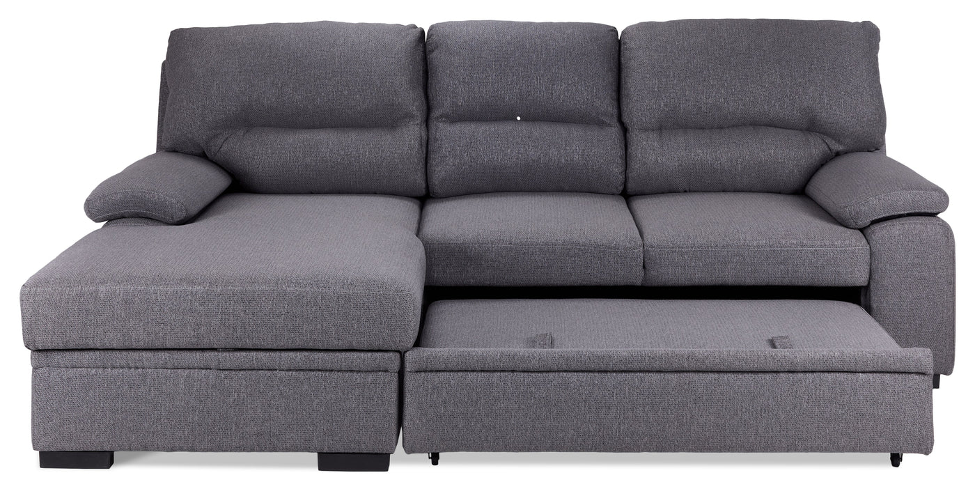 Camille Pop-Up Sofa Bed with Left-Facing Chaise- Grey, Charcoal